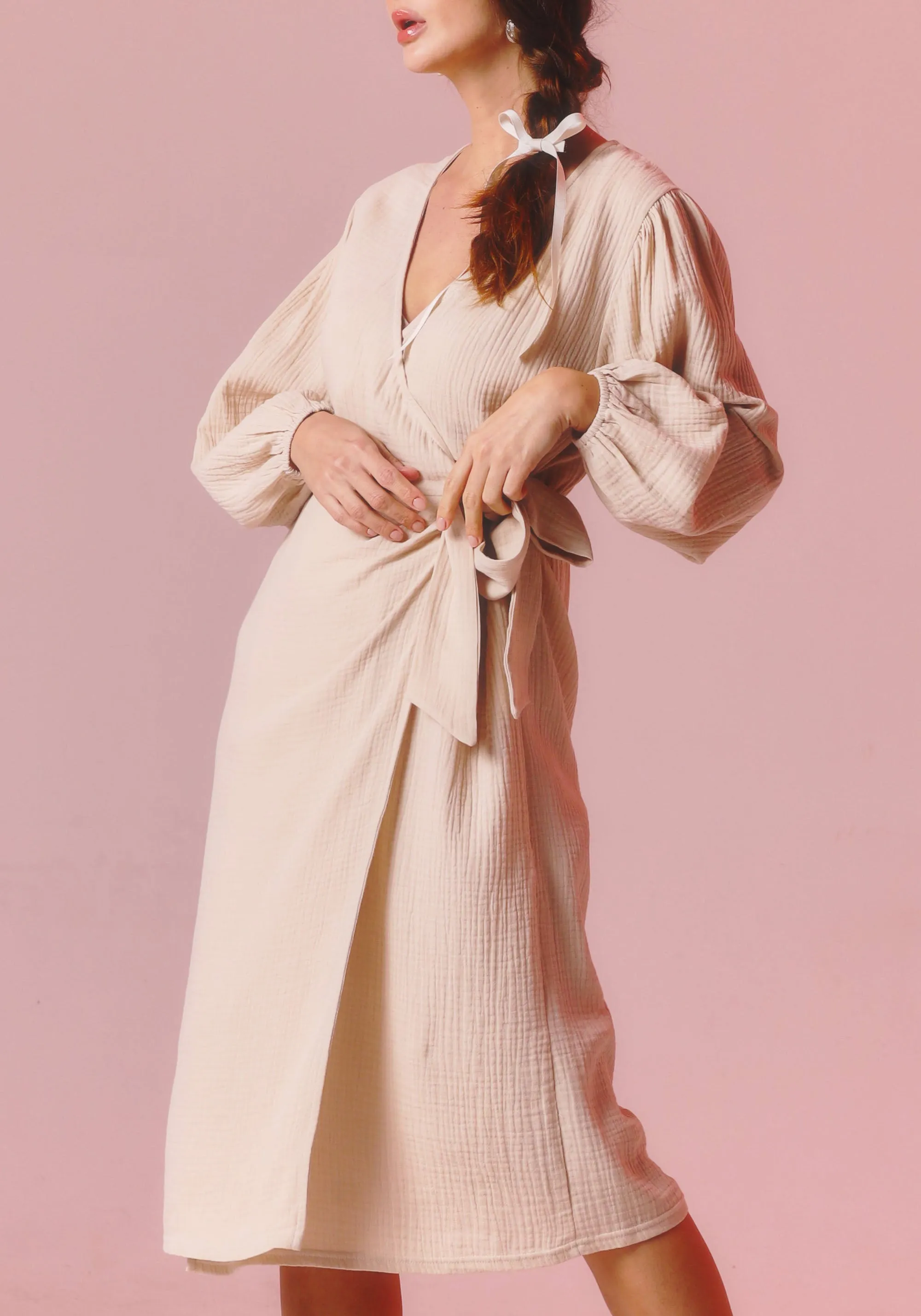 [FINAL SALE] MUSLIN WRAP DRESS