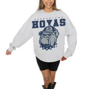 Gameday Couture Georgetown Hoyas Women's Ash Big Goals Relaxed Fit French Terry Pullover Sweatshirt