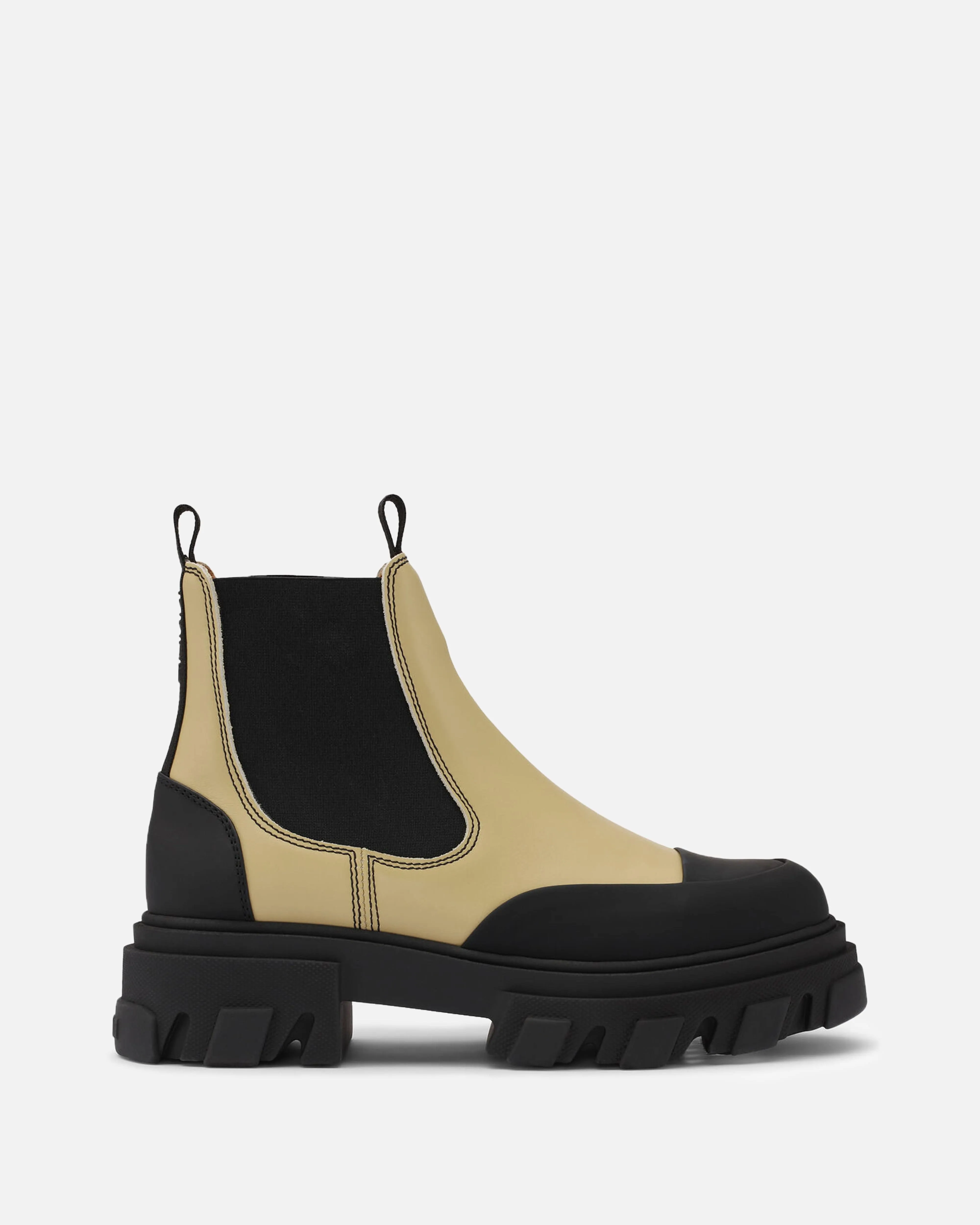 Ganni Cleated Low Chelsea Boot in Pale Banana