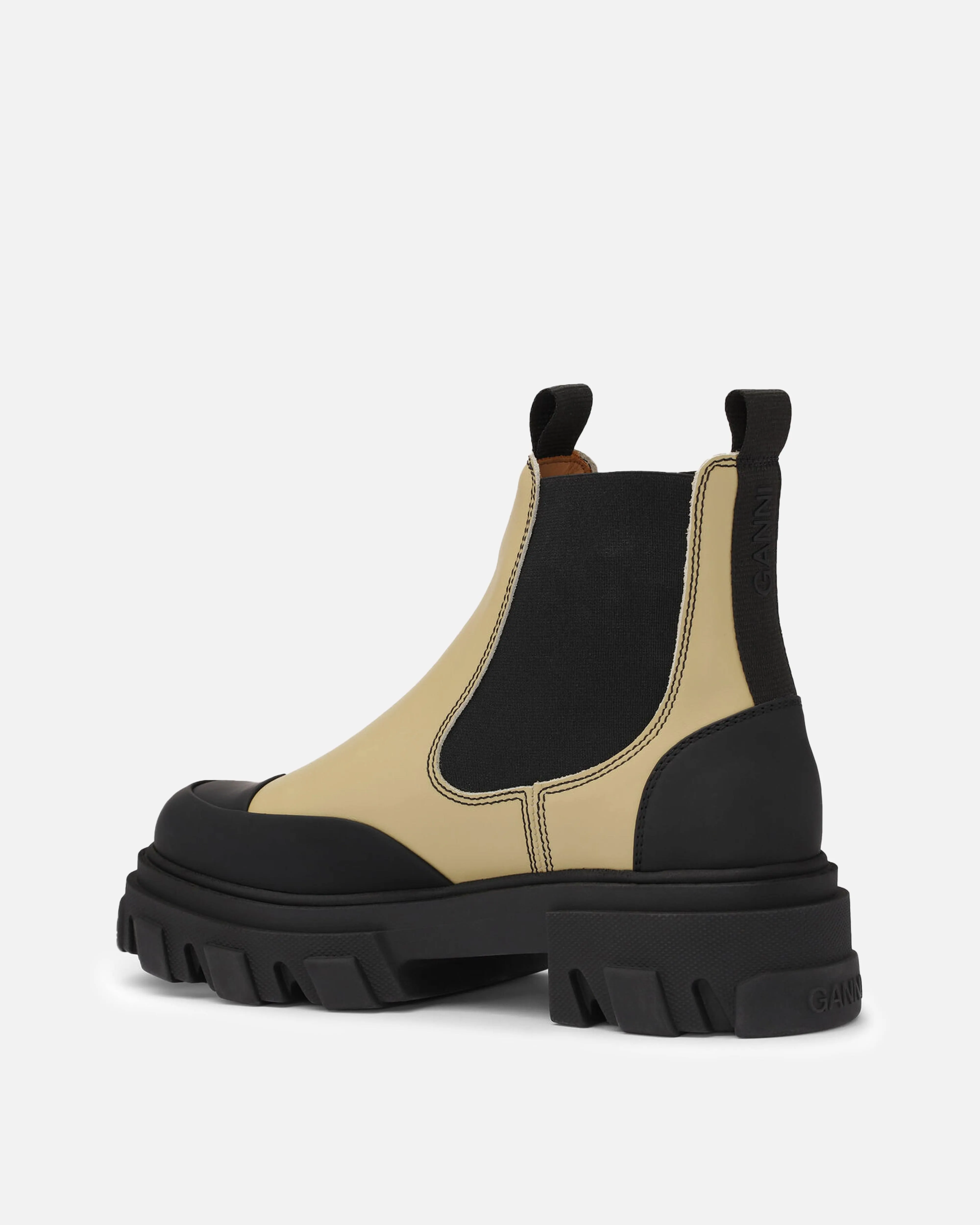 Ganni Cleated Low Chelsea Boot in Pale Banana