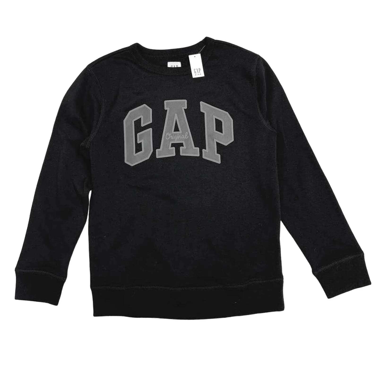 Gap NWT Boy Black Fleece Logo Crew Neck Long Sleeve Pullover Sweatshirt Size XXL