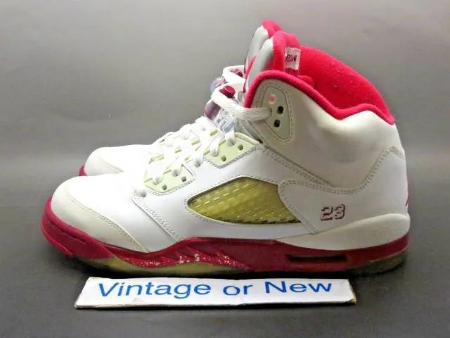 Girls Nike Air Jordan V 5 Scarlet Red Retro GS 2011 sz 6Y