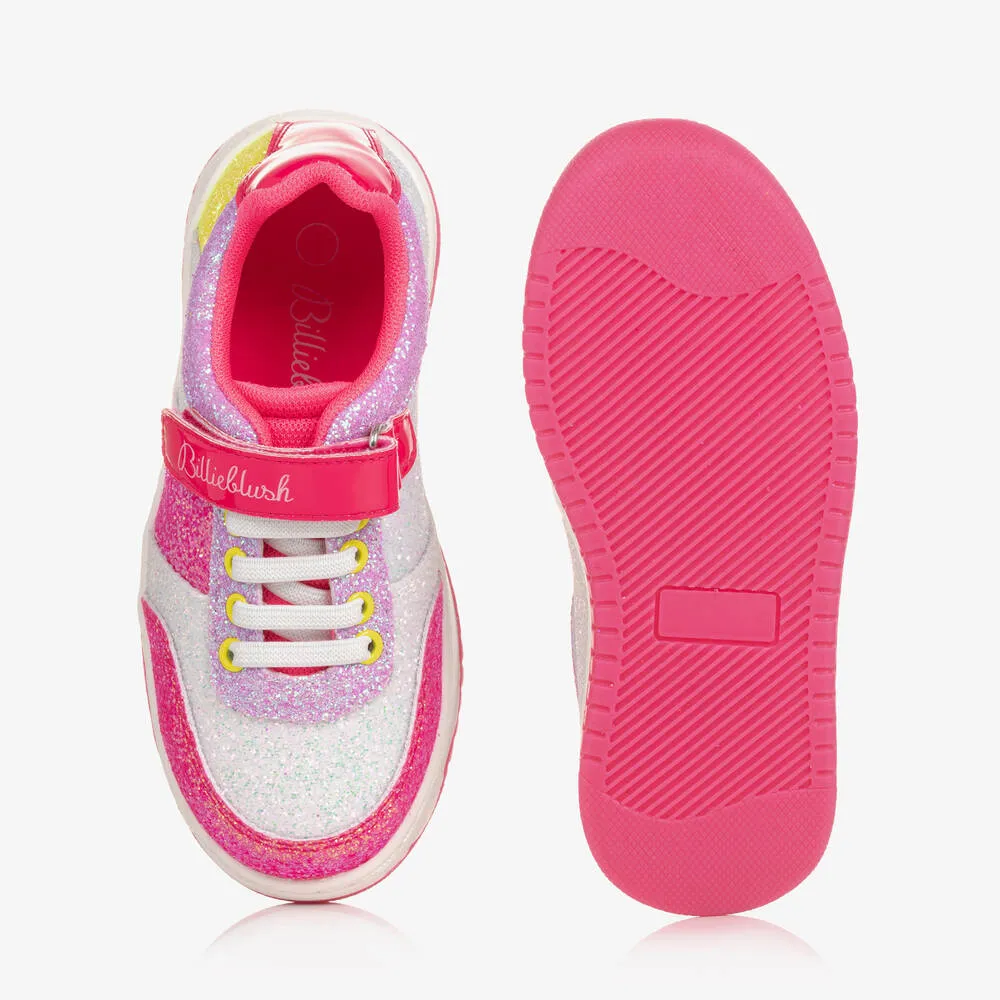 Girls Pink Glitter Trainers