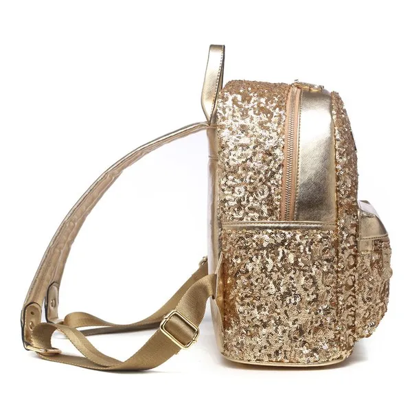 Gold Metallic Shiny Sequins Glittering Gothic Punk Rock Backpack