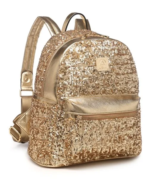 Gold Metallic Shiny Sequins Glittering Gothic Punk Rock Backpack