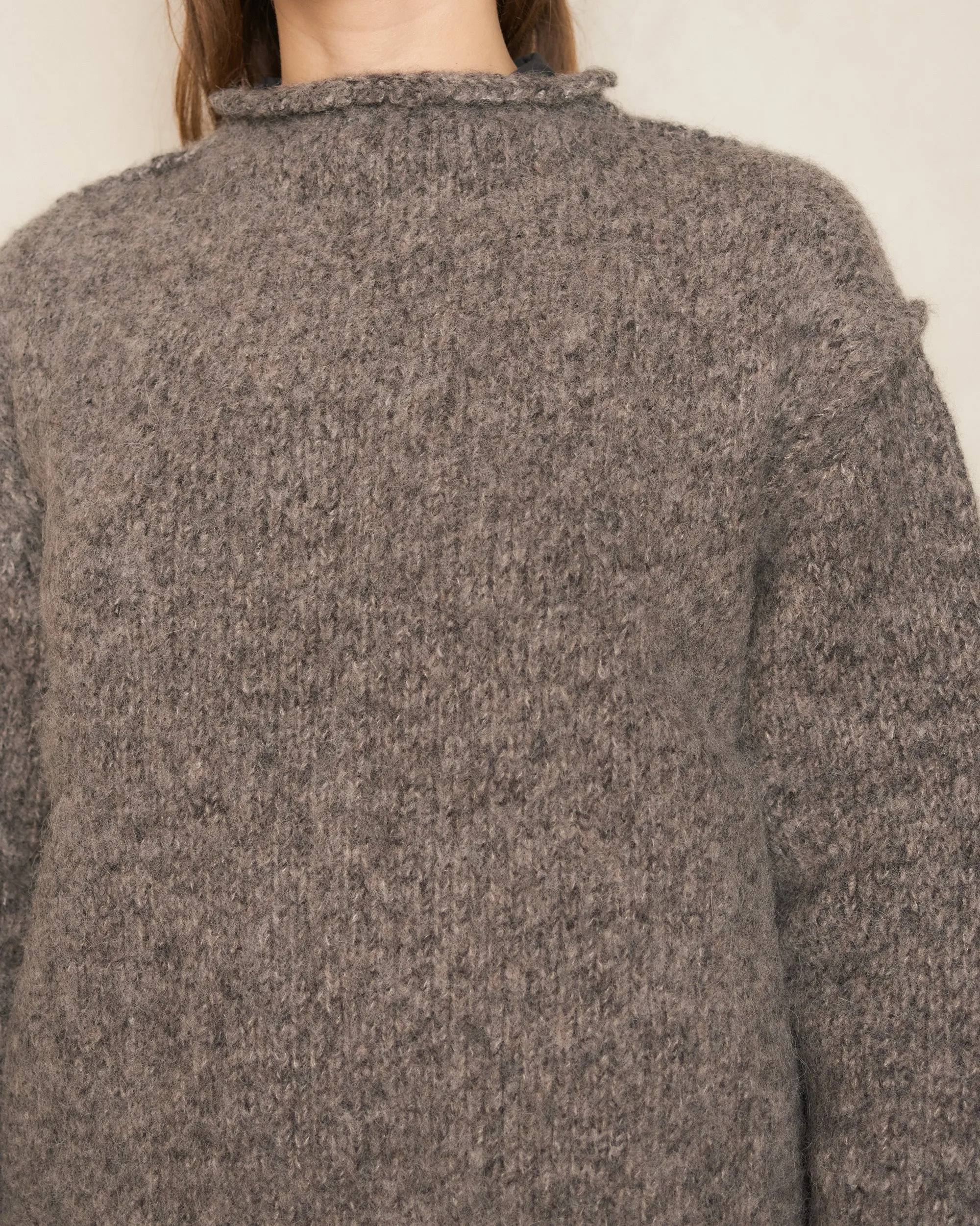 Greige Baby Alpaca Knit Pullover