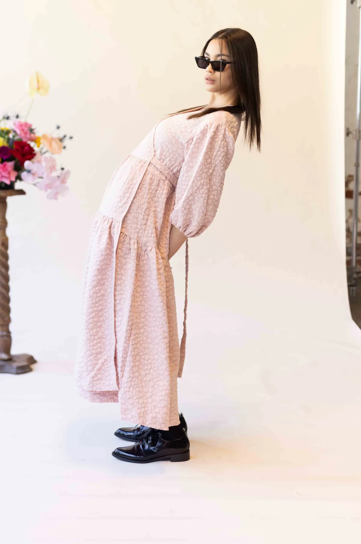 Heavy Hearts Wrap Dress - Pink Pastal