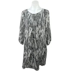 H&M Black White Printed Geometric Pullover Long Sleeve Shift Mini Dress Size 10