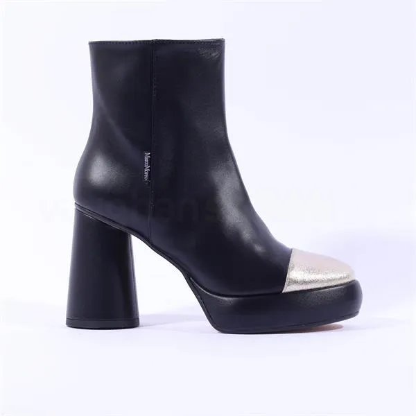 Hong Kong Toecap Ankle Boot - Black Gold Leather