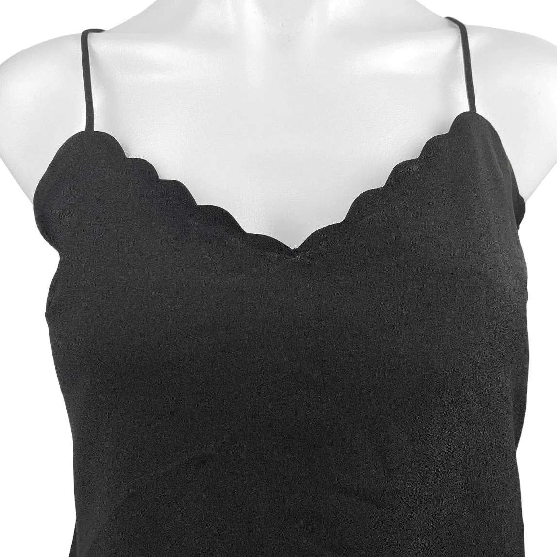 J, Crew Black Scalloped Sweetheart Pullover Sleeveless Camisole Tank Top Size 0