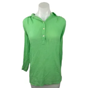 J. Crew Green 3/4 Sleeve Button Front Collared Pullover Blouse Shirt Top Sz XXS