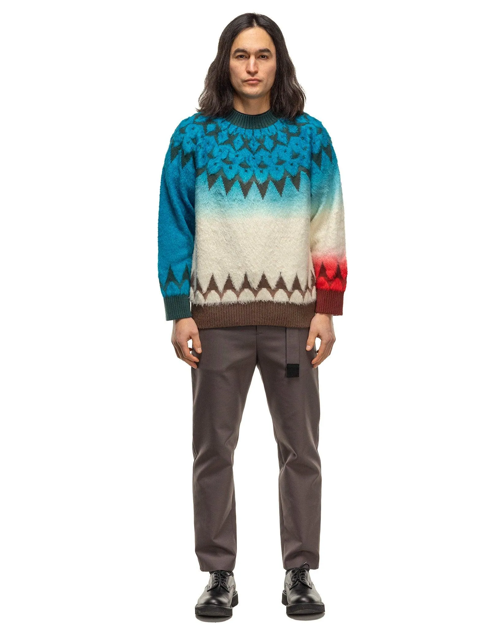 Jacquard Knit Pullover Blue