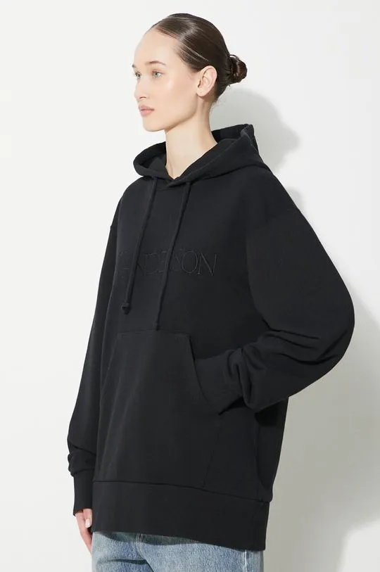 JW Anderson cotton sweatshirt Logo Embroidery Hoodie women's black color hooded smooth JW0164.PG0861.999