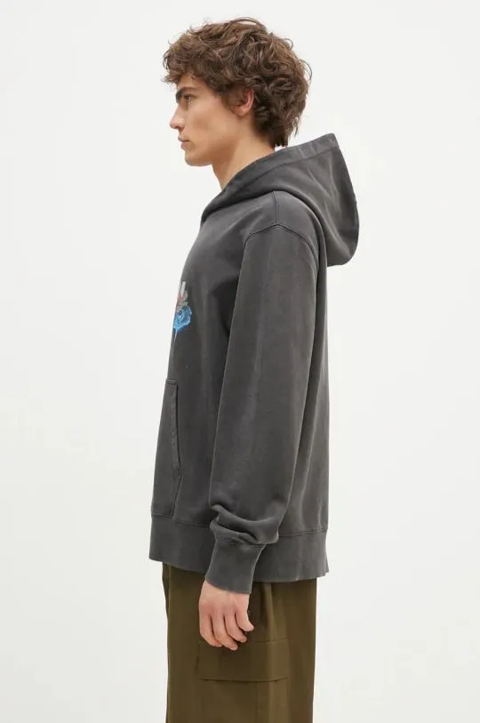 KSUBI cotton sweatshirt Graff Rose Kash Hoodie men's gray color hooded with a print MPF24FL010