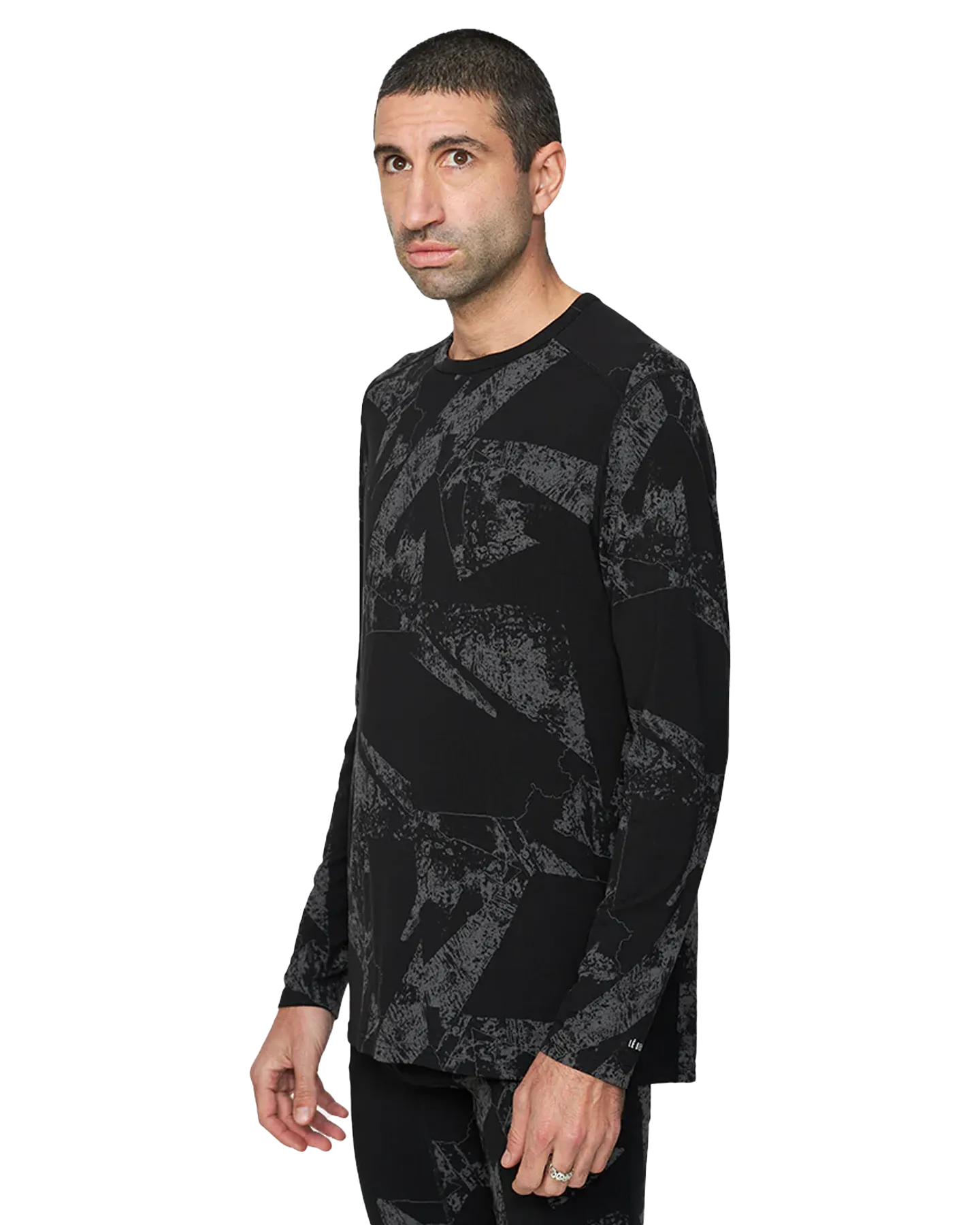 Le Bent Men's Fractal Lightweight Crew - Black | Shop Long Johns at Trojan Wake Ski Snow & Snow Skiers Warehouse