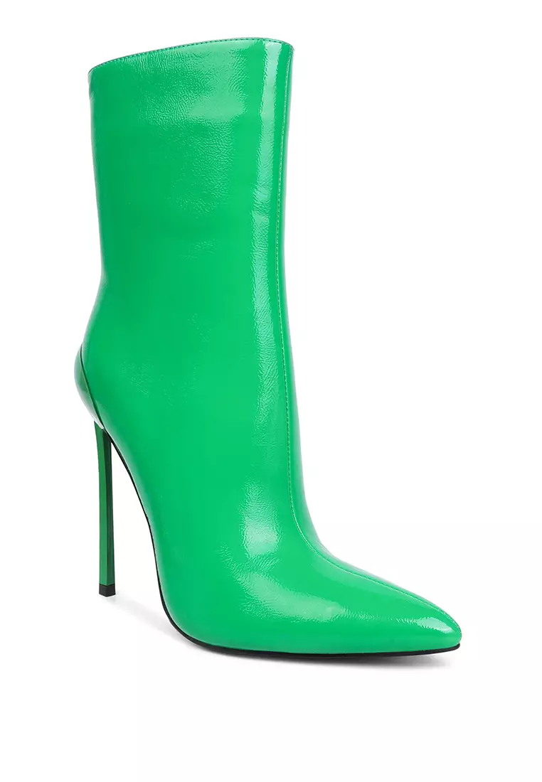 London Rag Green Patent High Heeled Ankle Boot