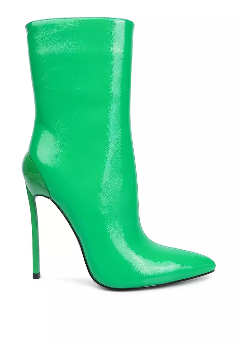 London Rag Green Patent High Heeled Ankle Boot