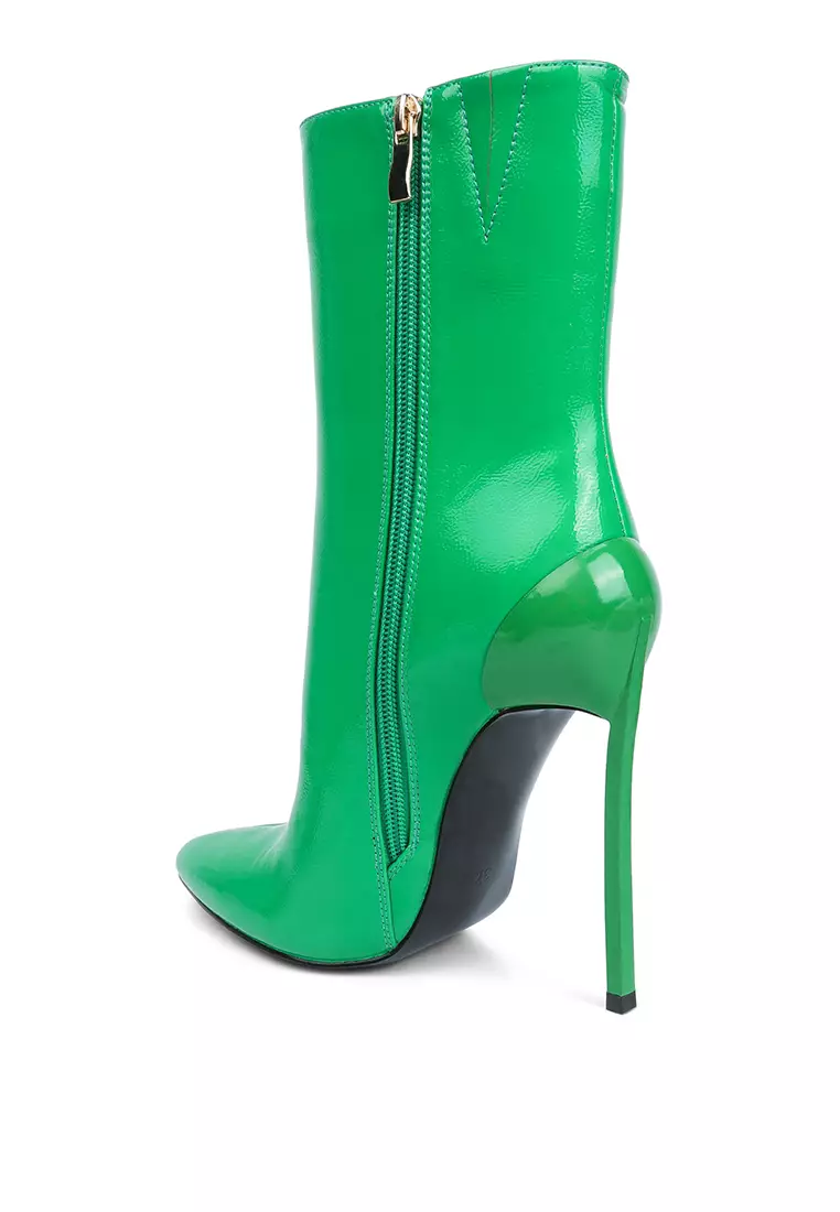 London Rag Green Patent High Heeled Ankle Boot