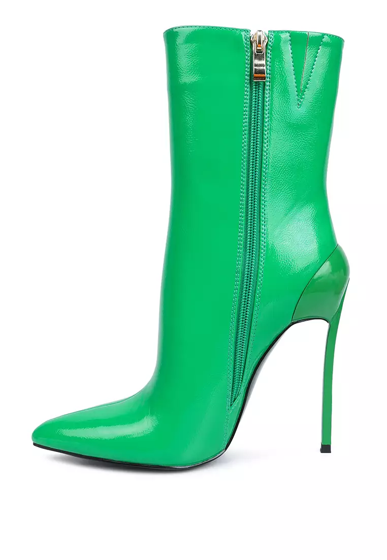 London Rag Green Patent High Heeled Ankle Boot