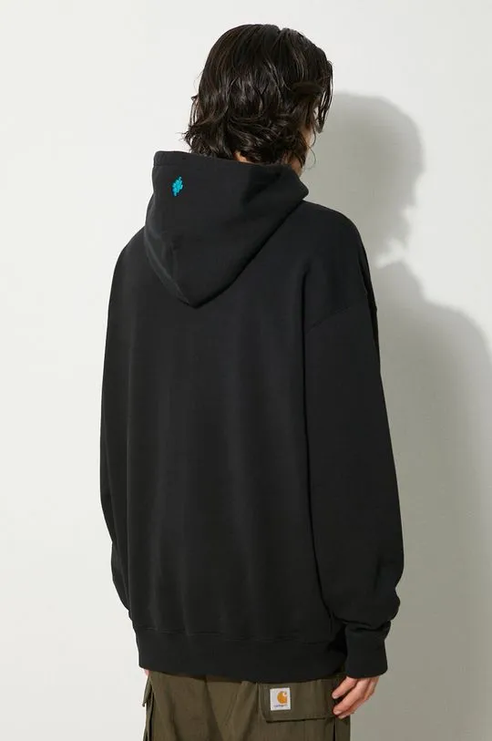 Marcelo Burlon cotton sweatshirt Collar Feathers Comfy Hoodie men's black color hooded with a print CMBB106F24FLE0031084