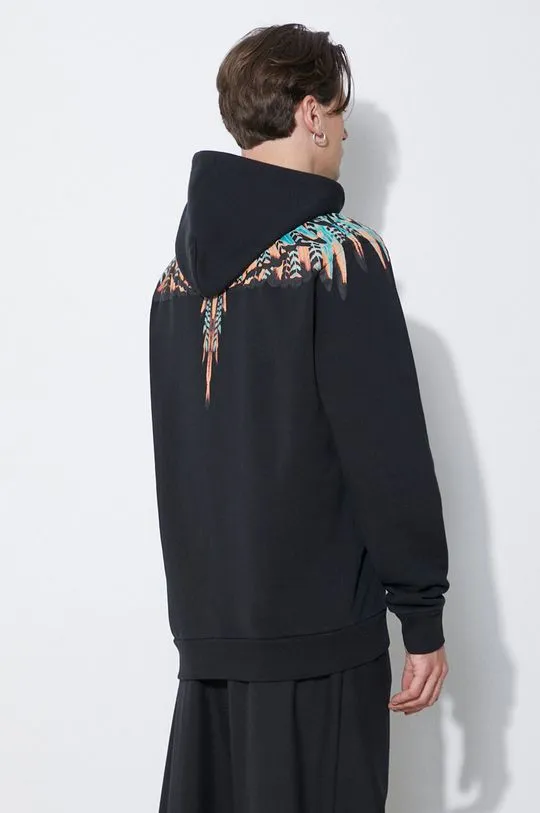 Marcelo Burlon cotton sweatshirt Grizzly Wings Regular Hoodie men's black color hooded with a print CMBB007S24FLE0021020