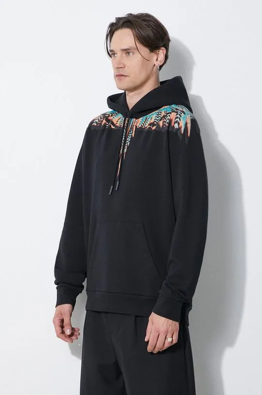 Marcelo Burlon cotton sweatshirt Grizzly Wings Regular Hoodie men's black color hooded with a print CMBB007S24FLE0021020