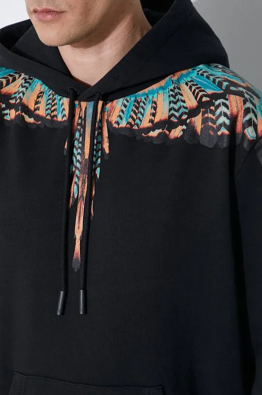 Marcelo Burlon cotton sweatshirt Grizzly Wings Regular Hoodie men's black color hooded with a print CMBB007S24FLE0021020