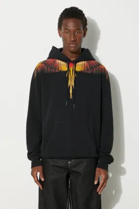 Marcelo Burlon cotton sweatshirt Icon Wings Regular Hoodie men's black color hooded with a print CMBB007F24FLE0011025