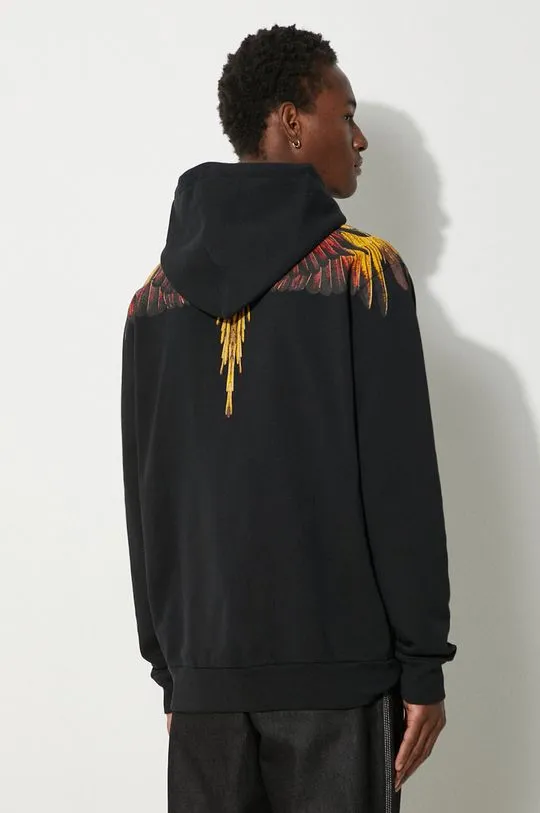 Marcelo Burlon cotton sweatshirt Icon Wings Regular Hoodie men's black color hooded with a print CMBB007F24FLE0011025