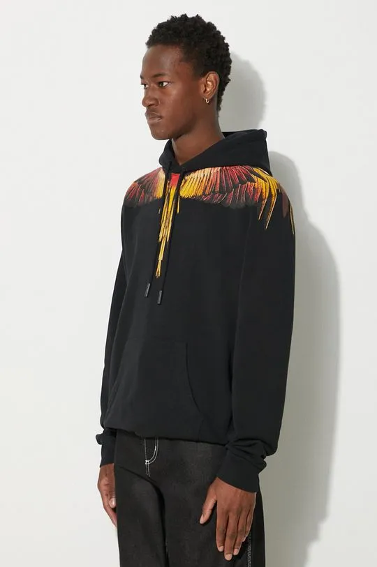 Marcelo Burlon cotton sweatshirt Icon Wings Regular Hoodie men's black color hooded with a print CMBB007F24FLE0011025