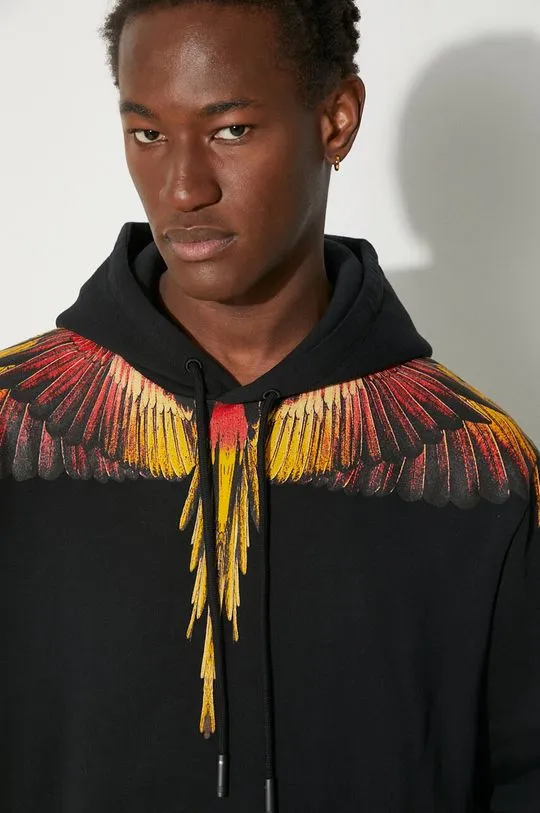 Marcelo Burlon cotton sweatshirt Icon Wings Regular Hoodie men's black color hooded with a print CMBB007F24FLE0011025