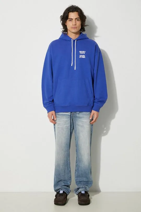 Marcelo Burlon sweatshirt MBCM Slogan Comfort Hoodie men's blue color hooded with a print CMBB106F24FLE0064501