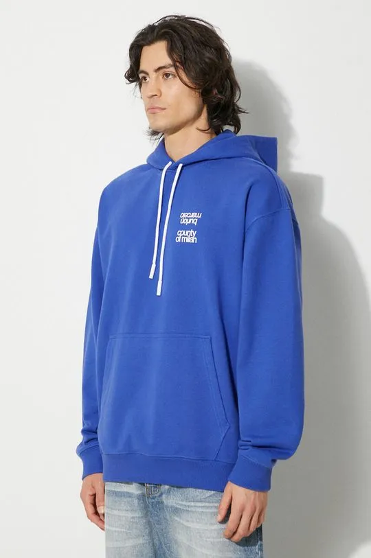 Marcelo Burlon sweatshirt MBCM Slogan Comfort Hoodie men's blue color hooded with a print CMBB106F24FLE0064501