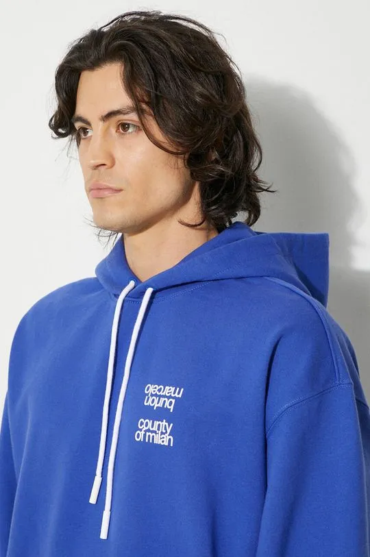 Marcelo Burlon sweatshirt MBCM Slogan Comfort Hoodie men's blue color hooded with a print CMBB106F24FLE0064501