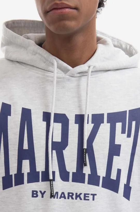 Market cotton sweatshirt Persistent Logo Hoodie men's gray color