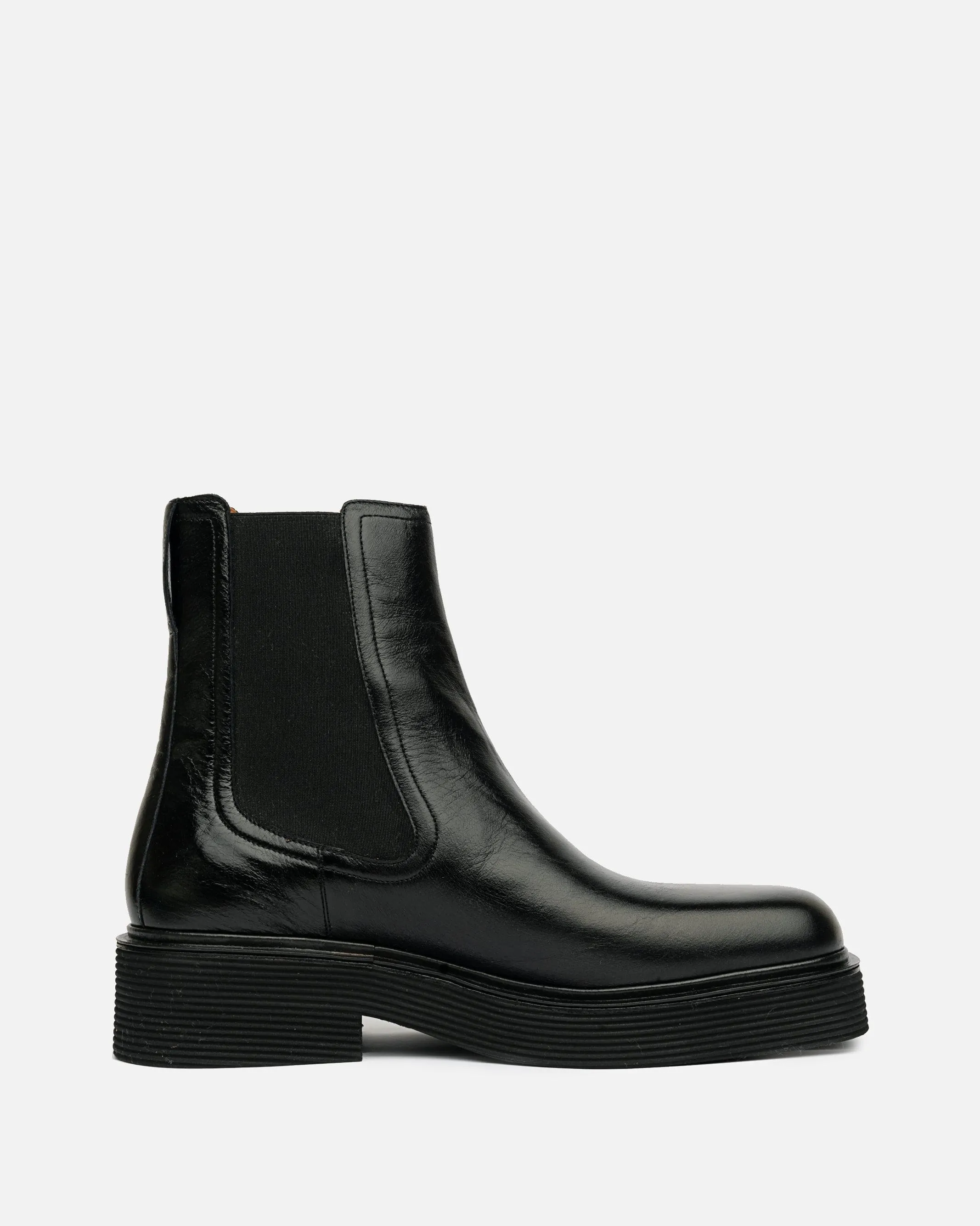 Marni Shiny Leather Chelsea Boot in Black