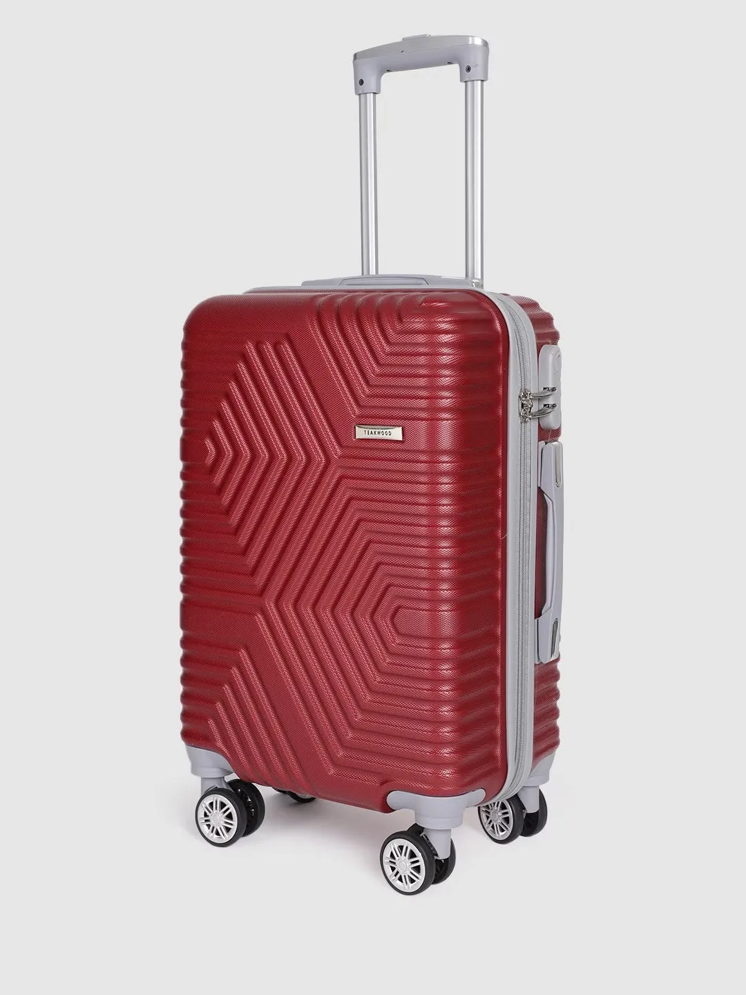 Maroon-Toned Textured Hard-Sided Cabin Trolley Suitcase