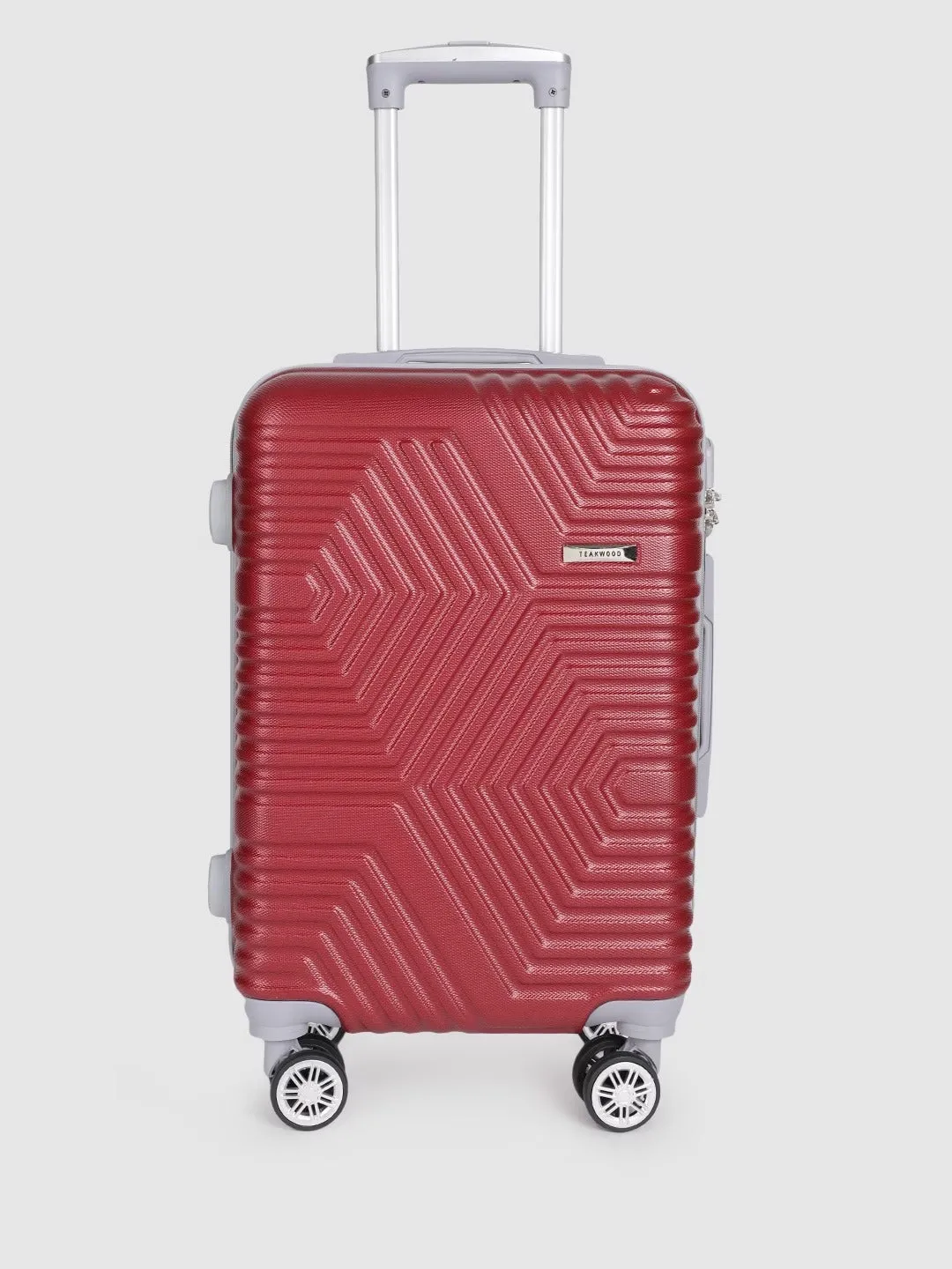 Maroon-Toned Textured Hard-Sided Cabin Trolley Suitcase