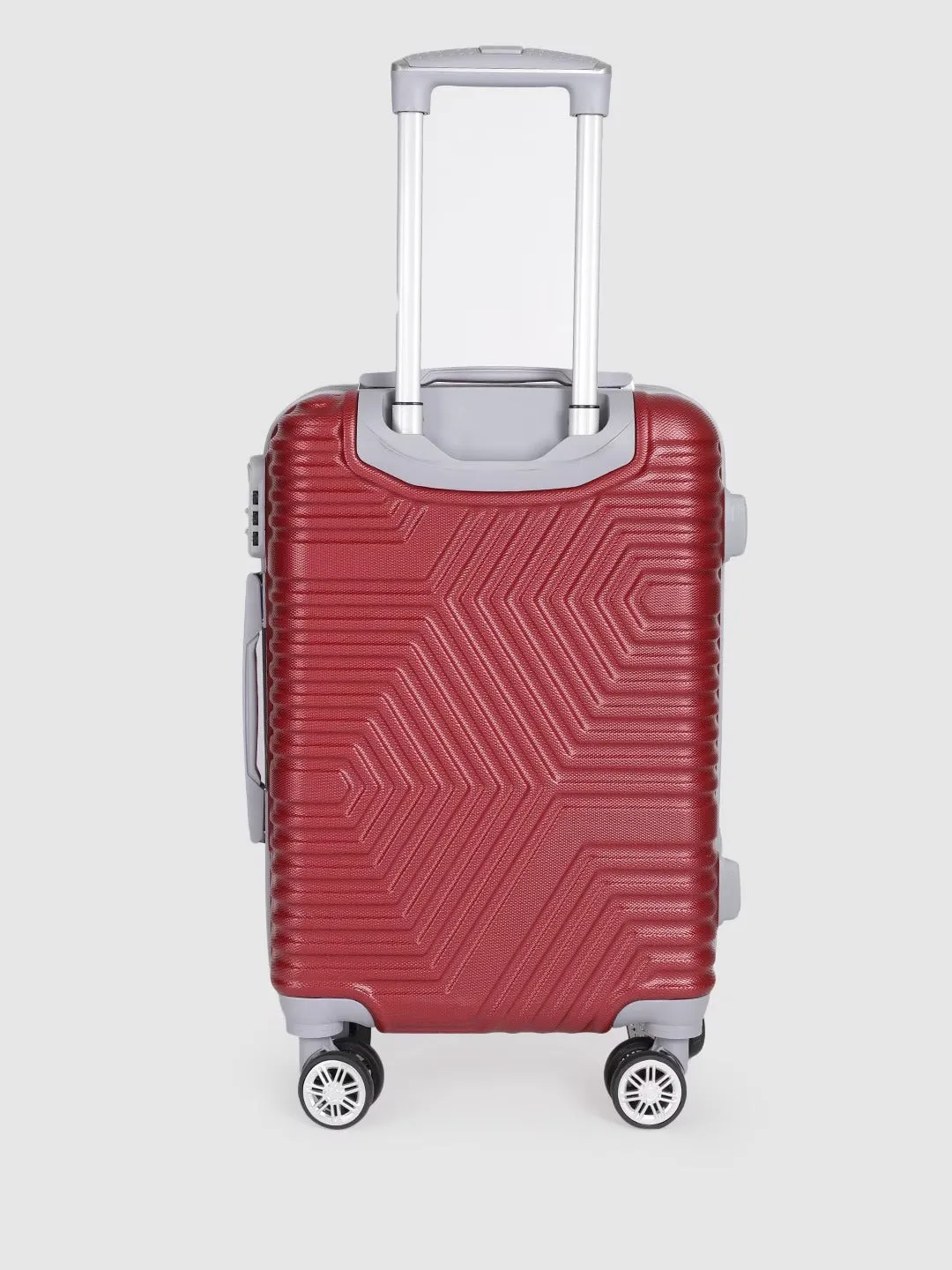 Maroon-Toned Textured Hard-Sided Cabin Trolley Suitcase