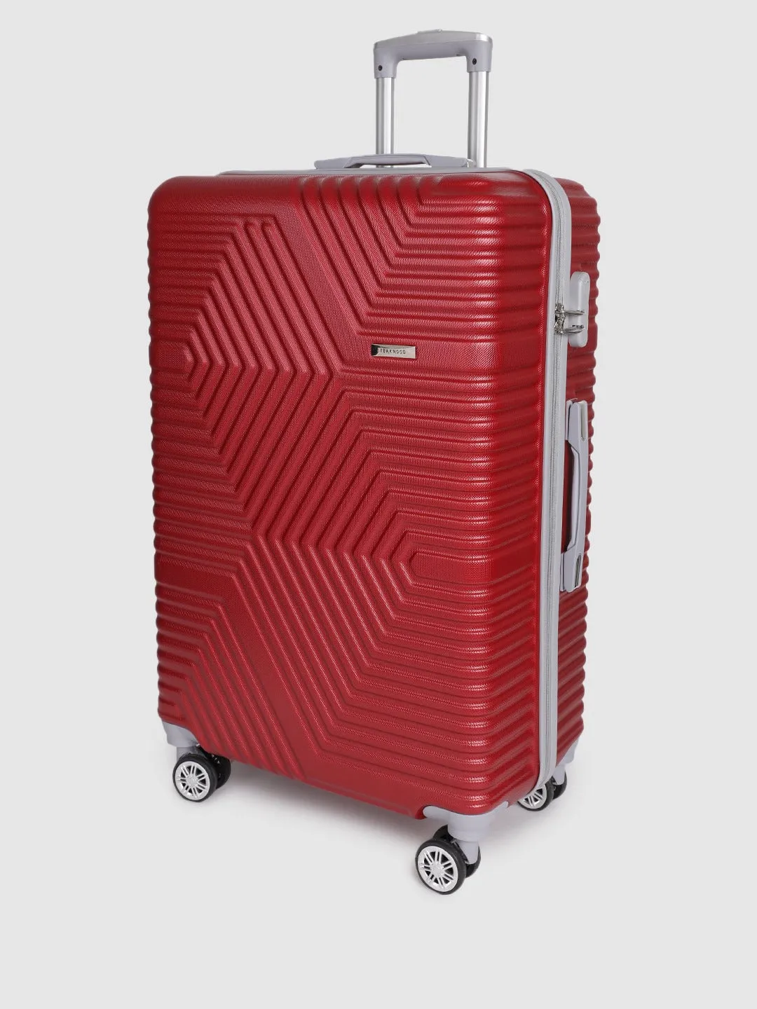 Maroon-Toned Textured Hard-Sided Large Trolley Suitcase