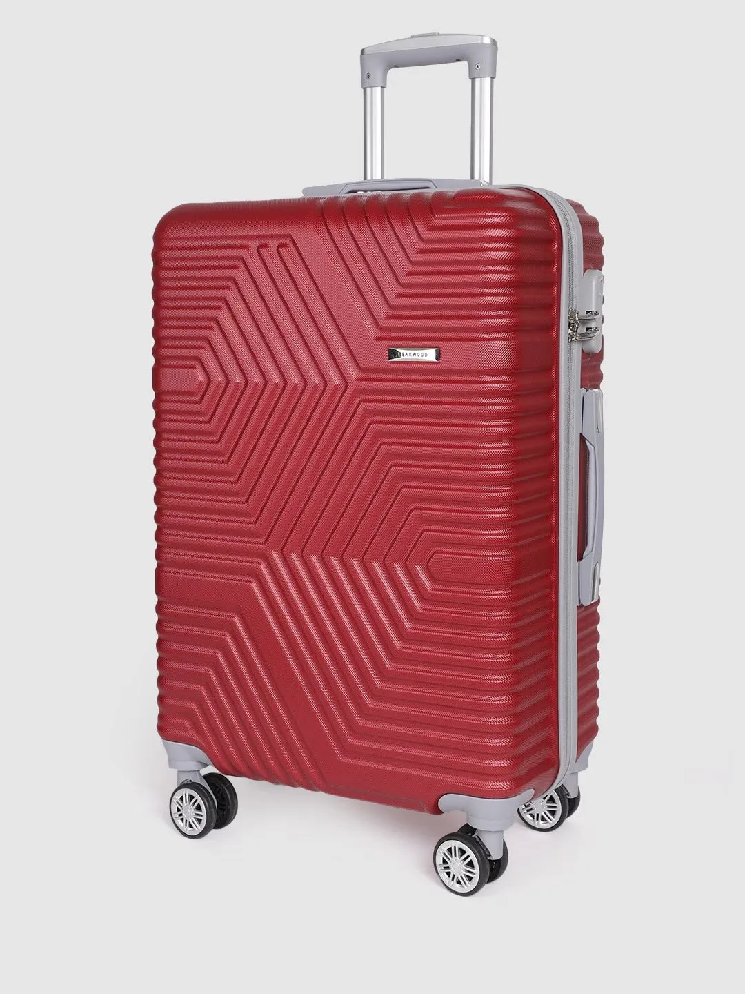 Maroon-Toned Textured Hard-Sided Medium Trolley Suitcase