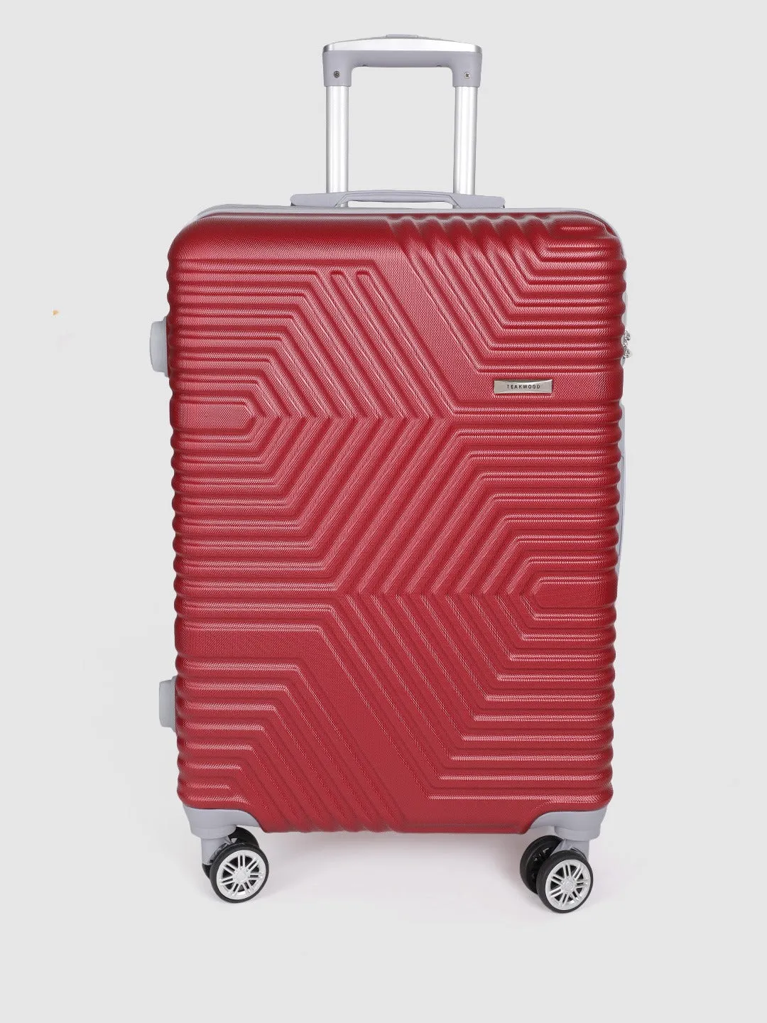 Maroon-Toned Textured Hard-Sided Medium Trolley Suitcase