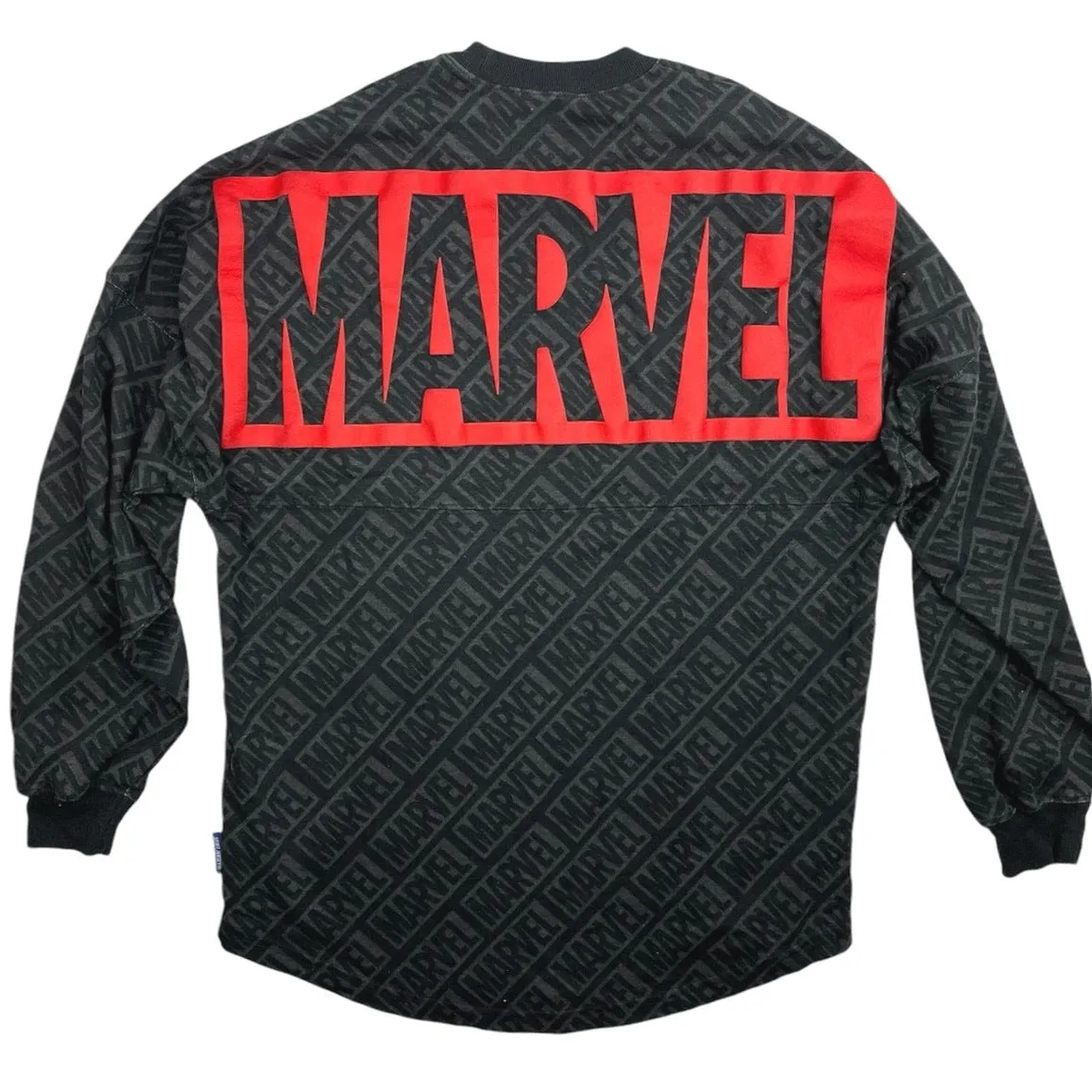 Marvel Spirit Jersey Unisex Black Crewneck Long Sleeve Pullover Sweatshirt Sz XS