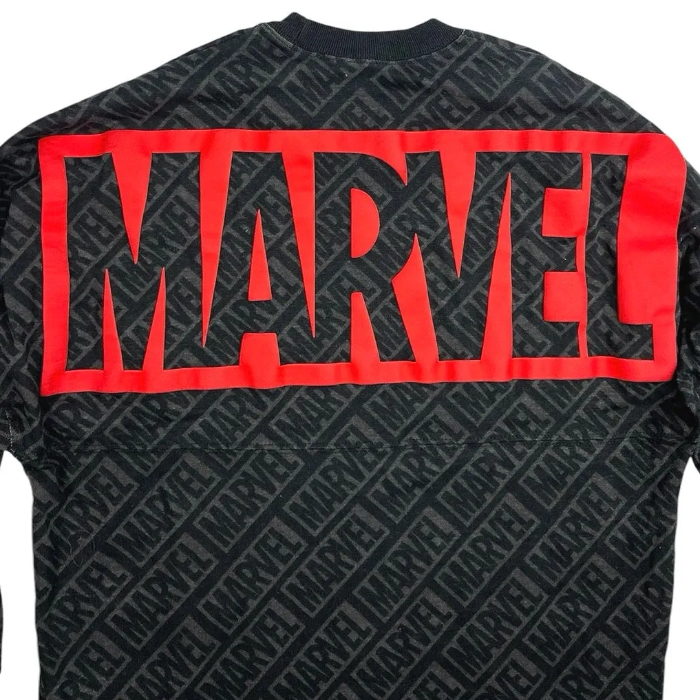 Marvel Spirit Jersey Unisex Black Crewneck Long Sleeve Pullover Sweatshirt Sz XS