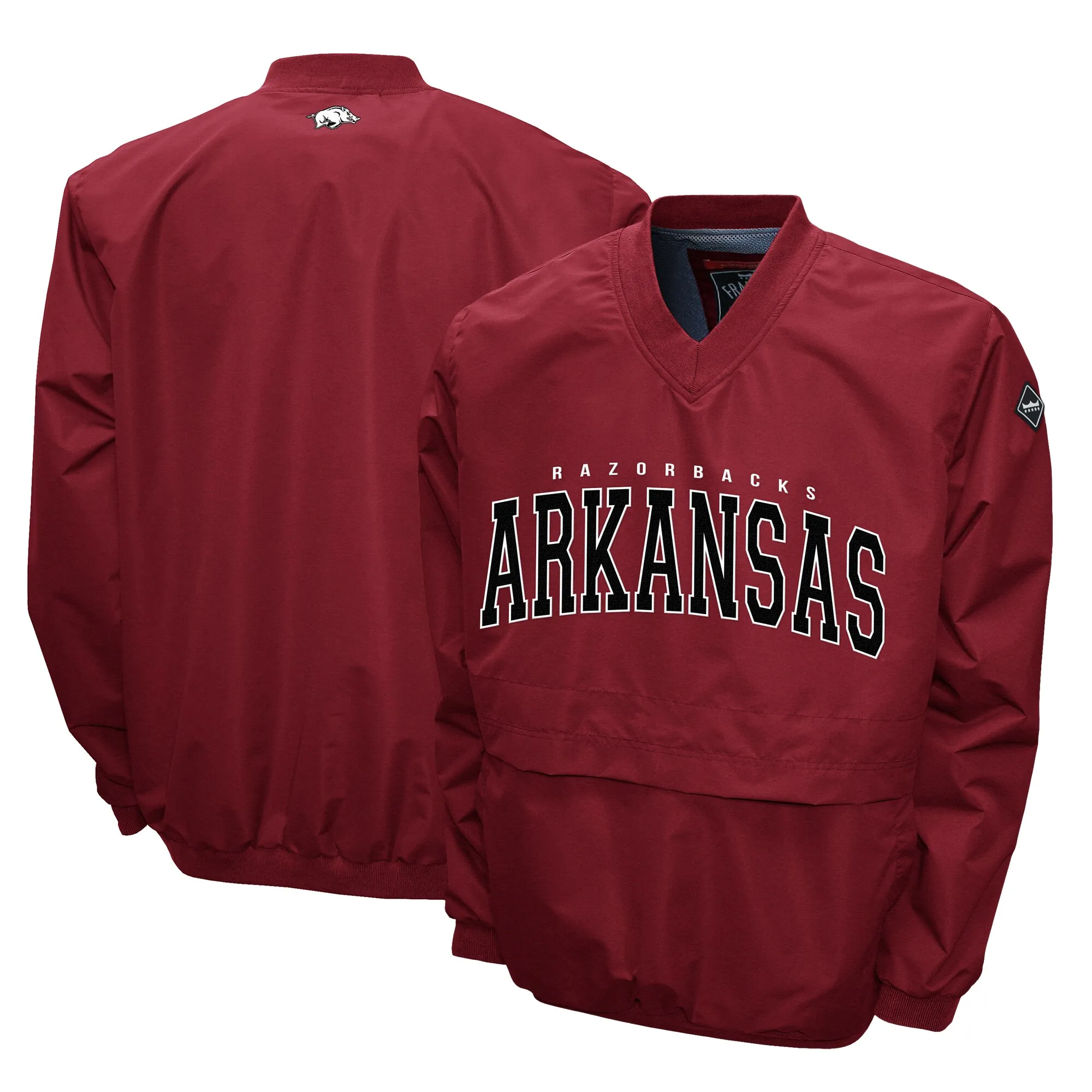 Men's Franchise Club Cardinal Arkansas Razorbacks Members Windshell V-Neck Pullover Jacket