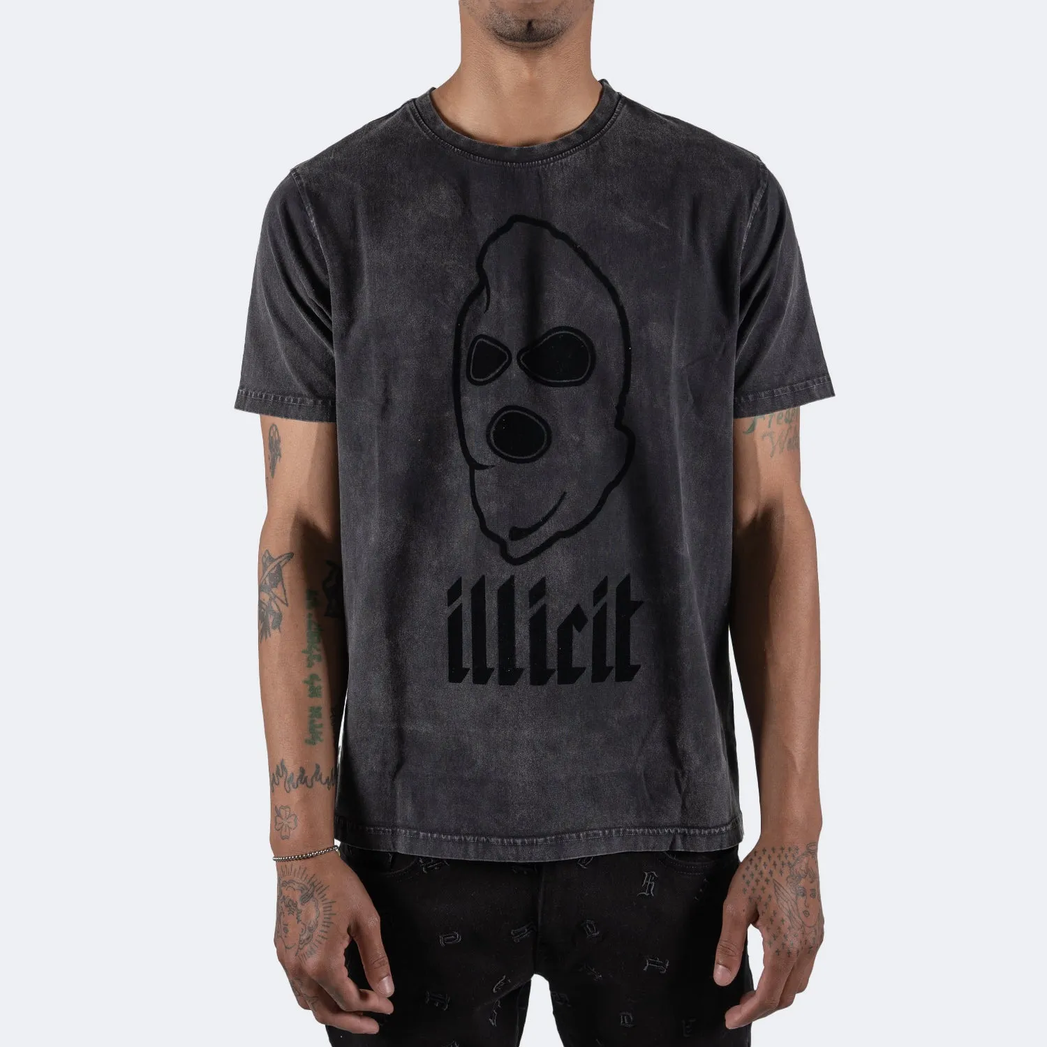 Men's TWO MILL TWENTY Illicit Ski Mask Script Graphic Tee Black