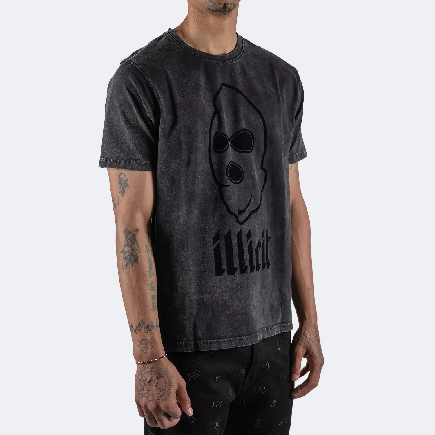 Men's TWO MILL TWENTY Illicit Ski Mask Script Graphic Tee Black