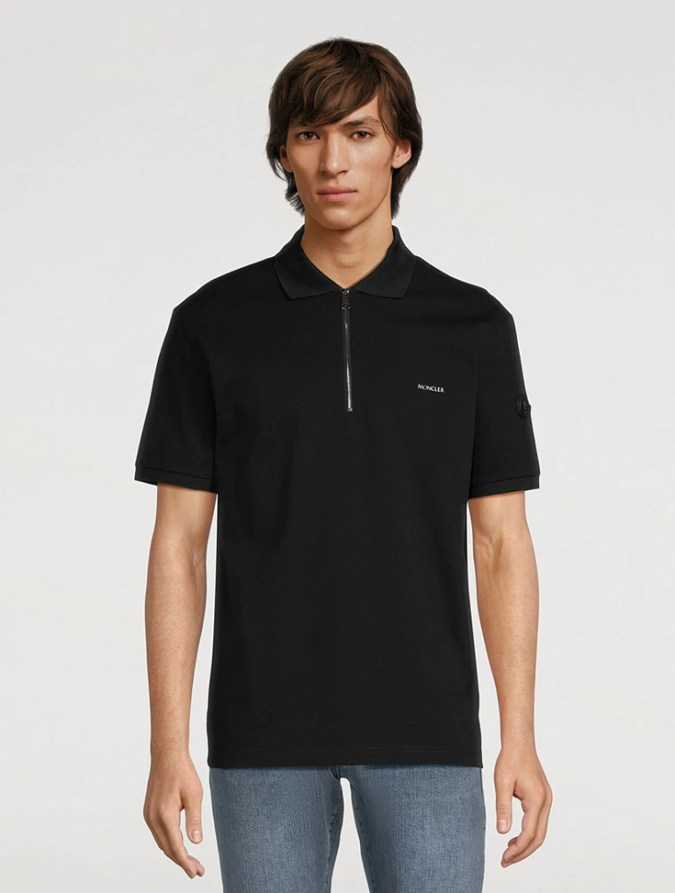 MONCLER Cotton Polo Shirt With Zipper