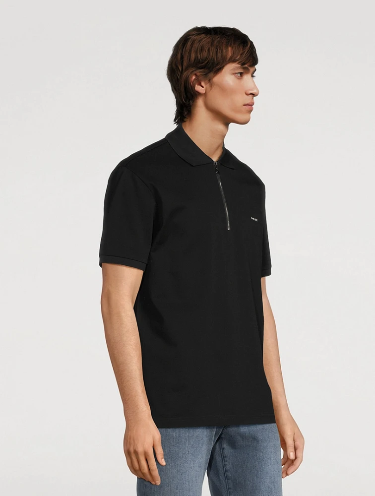 MONCLER Cotton Polo Shirt With Zipper