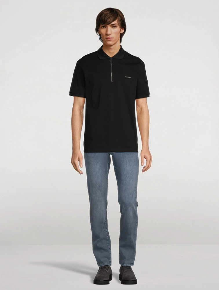 MONCLER Cotton Polo Shirt With Zipper